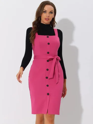 Vista 3 de Allegra K Vestido sin mangas con botones en la parte delantera para mujer