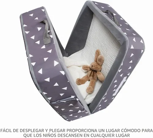 Vista 7 de Cama plegable para niños pequeños con lados, cama plegable para niños de viaje, espuma (estrella), color gris