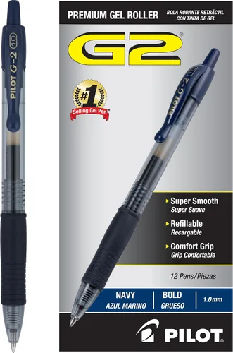 Vista 11 de PILOT G2 Bolígrafos de gel de alta calidad, con punta gruesa y retráctil, recargables, de tinta negra, paquete de 12 unidades (31256)