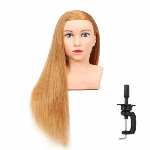 Vista 6 de Hairingrid Cabeza de maniquí 28"-30" 100% Cabello Humano para Peluquería y Cosmetología, Soporte de Abrazadera Incluido (R71619LB0624)