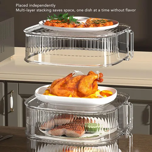 Vista 7 de Cubierta antipolvo de alimentos para almacenamiento de sobrantes, cubierta transparente para el polvo de platos, cubiertas de platos de varias
