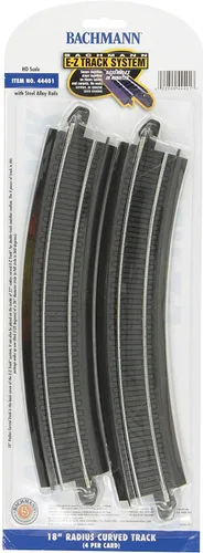 Vista 5 de Bachmann Trenes - Pista E-Z Track 18" Radius Curved Track (4/card) - Riel