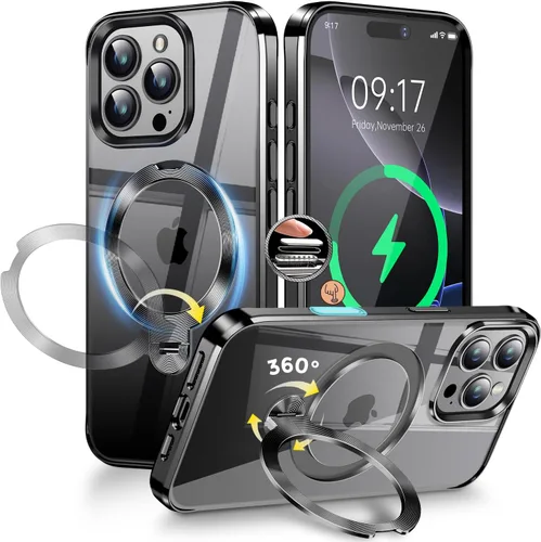 Vista 26 de Funda magnética de privacidad para iPhone 17 Pro Max [Cartulina Aurora con purpurina] [Soporte magnético invisible] protector de pantalla integrado