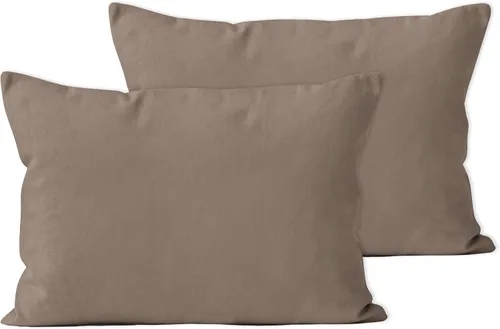 Vista 53 de Encasa XO Juego de 2 fundas de almohada de 12 x 12 pulgadas, color beige, sin rellenos, fundas de almohada de algodón para sala de estar, cama