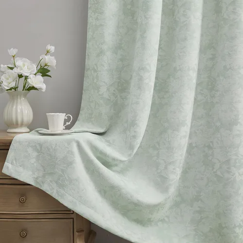 Vista 17 de Beauoop - Cortinas opacas beige con diseño floral jacquard, 2 paneles, para dormitorio/sala, de felpilla, gris pardo, aislantes y a prueba de ruido