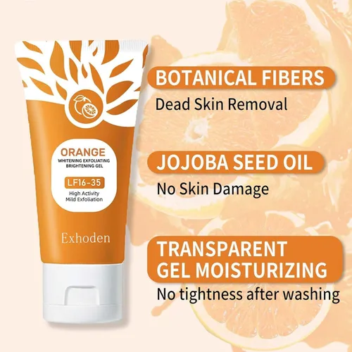 Vista 6 de Exfoliante de gel exfoliante naranja para cara, gel exfoliante facial hidratante naranja, exfoliante de limpieza profunda para todo