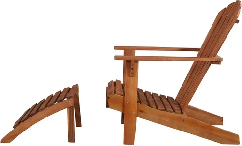 Vista 7 de Brown Solid Acacia Wood Adirondack Chair, Foldable Outdoor Seating for Patio Garden Pool, Ergonomic Design