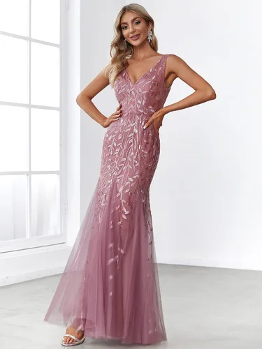 Vista 4 de Ever-Pretty 7886 - Vestido largo de noche sin mangas con cuello en V doble para mujer