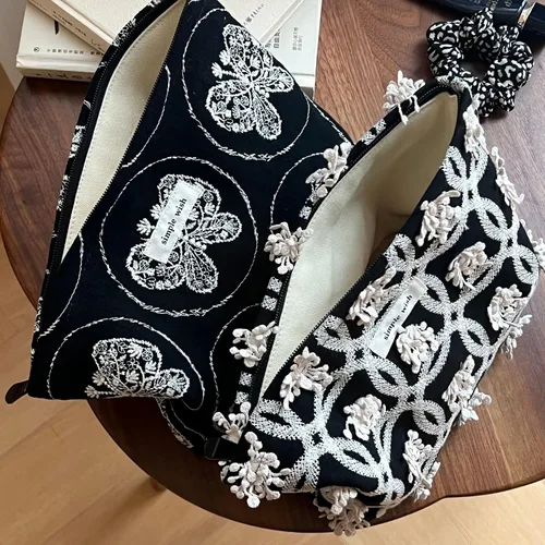 Vista 8 de Sminra Bolsa de Maquillaje Bolsa de Cosméticos Bolsa de Aseo de Lona Preppy para Mujeres Linda Bolsa con Cremallera Organizador Accesorios de Viaje