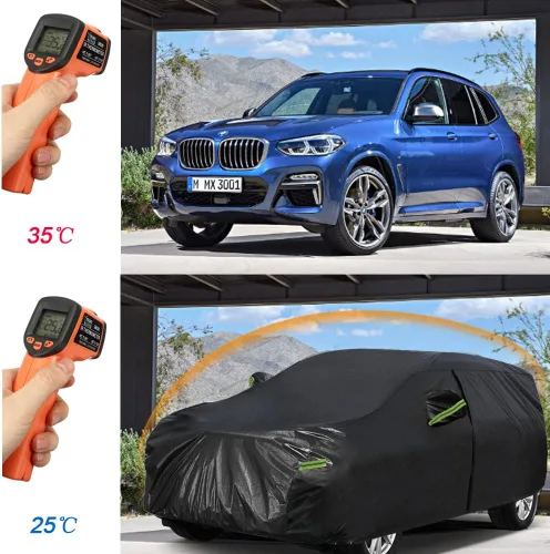 Vista 2 de KouKou Funda impermeable para automóvil SUV adecuada para BMW X1 de 2009 a 2025, 7 capas a prueba de viento para todo tipo de clima, cubierta