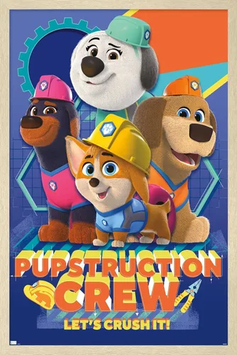 Vista 7 de Disney Pupstruction - Póster de pared de grupo, 34 pulgadas de largo x 22.4 pulgadas de ancho, versión enmarcada de caoba