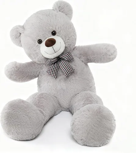 Vista 38 de MorisMos Oso de peluche gigante con corbata de 4 pies, 47 pulgadas, oso de peluche grande clásico, regalo para novia novio en cumpleaños, azul