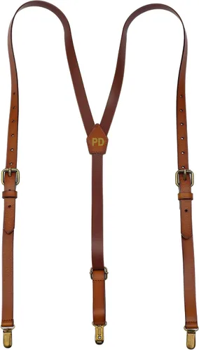 Vista 8 de Leather Suspenders For Men Y Back Design Adjustable Brown Genuine Leather Suspenders Personalized groomsmen gifts