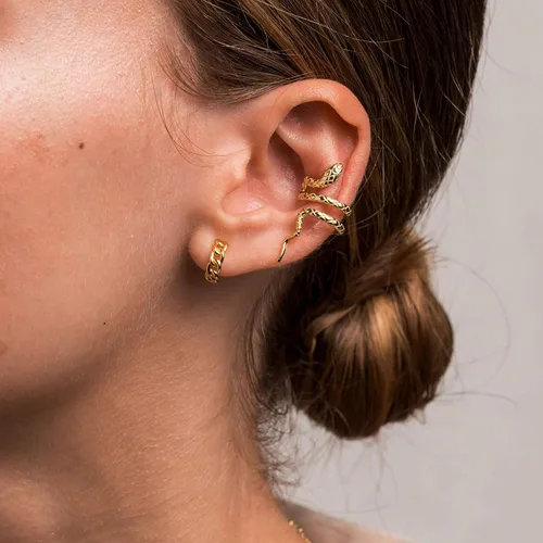 Vista 2 de Aretes de aro chapados en oro de 14 quilates, delicados y gruesos, con incrustaciones de circonita cúbica, para dormir, pequeñas, delicadas
