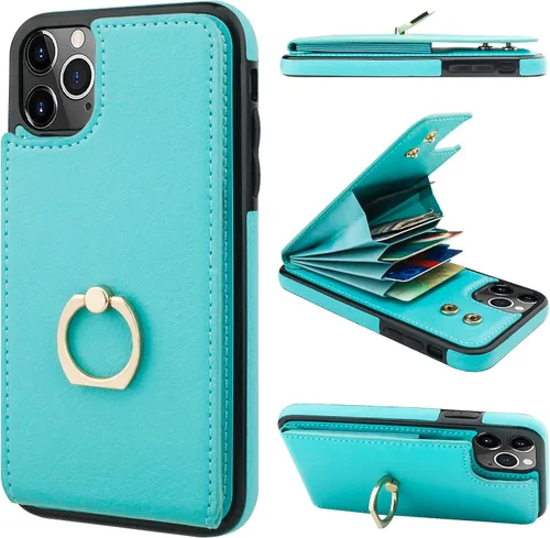 Vista 11 de Folosu Funda compatible con iPhone 11 Pro Max con soporte para tarjetas, rotación de 360°, soporte de anillo de dedo con función atril, protección
