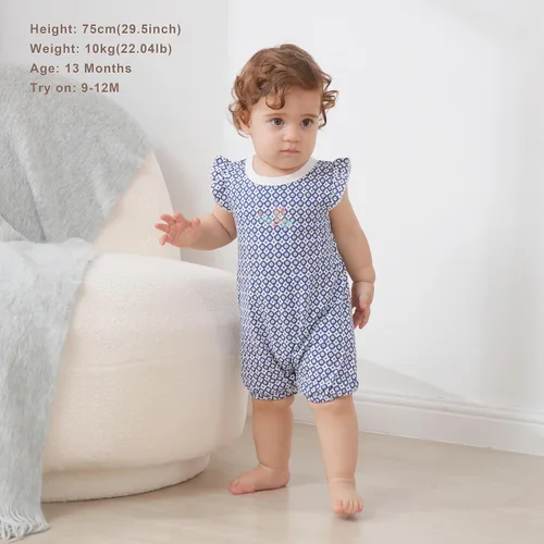 Vista 6 de Minicoco Enterizo de manga largacorta para bebés, niños y niñas, trajes de algodón de una sola pieza para niños pequeños