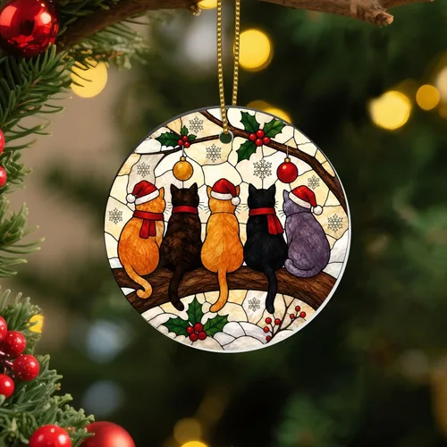 Vista 29 de Adornos Colgantes de Navidad Ho-Ho-Ho de 2 Lados Impresos 2025, Regalos de Terror de Navidad para Amantes de las Películas, Adorno de Cerámica