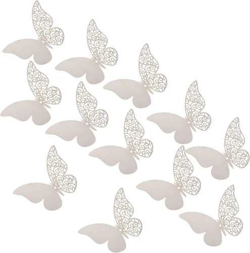Vista 7 de 12 calcomanías de pared de mariposa 3D, decoración de pared de bricolaje, mariposas de papel extraíbles, decoración de dormitorio de niños y boda