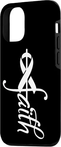 Vista 2 de iPhone 15 Faith Cancer Support - Estuche de concientización sobre el cáncer de pulmón con cinta