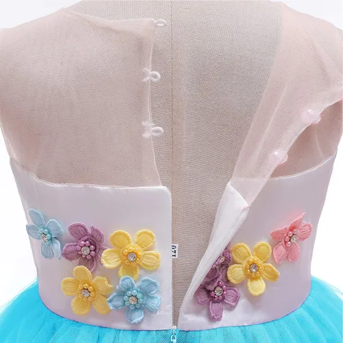 Vista 5 de TTYAOVO Vestido largo de tul de princesa para niña disfraz de unicornio con flores