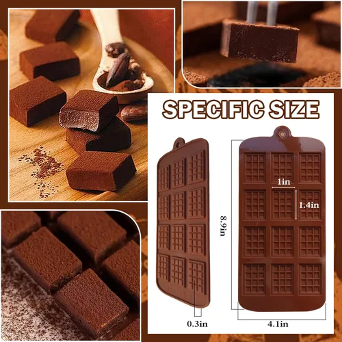 Vista 3 de 2 moldes de chocolate para romper parte, moldes de silicona para proteínas de caramelo y barras energéticas, fáciles de liberar, de grado