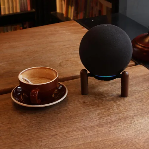 Vista 6 de Soporte de montaje de escritorio para el nuevo Echo Studio 2025, Echo 4ª generación y otros altavoces adecuados. Madera de nogal negro.