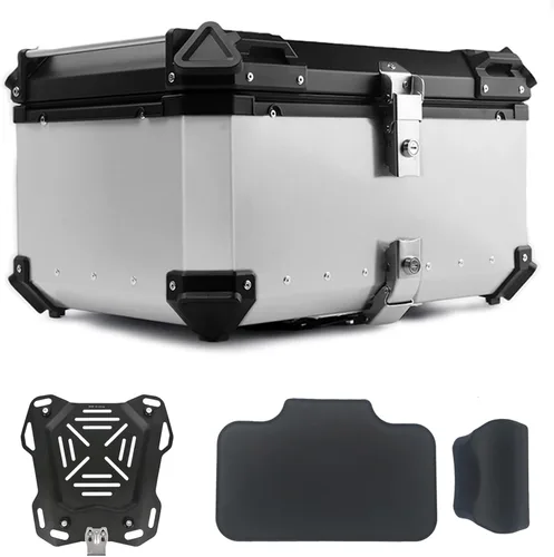 Vista 8 de 55L Caja Superior para Motocicleta, Maletero Universal de Aluminio para Motocicleta, Maleta de Equipaje con Doble Llave (Negro, 55L)