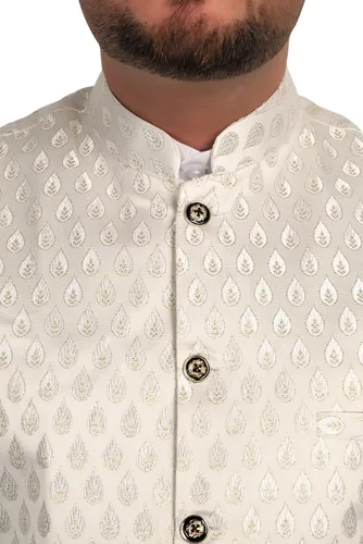 Vista 4 de Indian Ethnic Kurta Set For Men Waist Coat - Traditional Wedding Outfit - Kurta Pajama Set For Men With Nehru Jacket