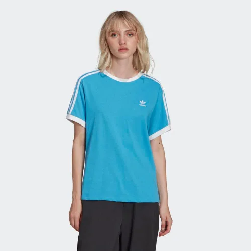 Vista 2 de adidas Originals Camiseta de 3 rayas para mujer, Rojo (Flash Red)