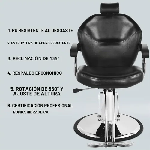 Vista 6 de Artist hand Silla de barbero multiusos para peluquería Silla de salón de barbería Heavy Duty Hydraulic Pump, Multi-functional, 360° Swivel