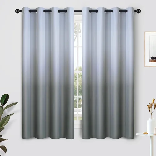 Vista 103 de SimpleHome Cortinas degradadas degradadas para oscurecer la habitación de 36 pulgadas de largo para dormitorio, con ojales y bloqueo de luz Negro
