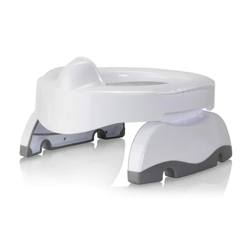 Vista 2 de Kalencom Potette Plus Premium 2 en 1 Anillo de entrenamiento para asiento de inodoro y orinal con protector de orina integrado y asas de fácil Blanco