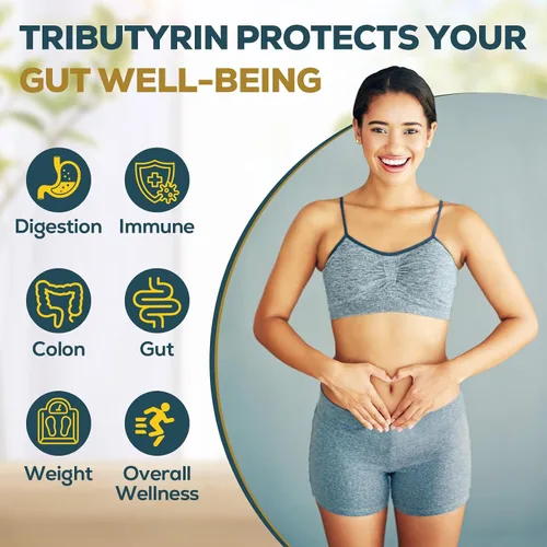 Vista 3 de Suplemento de tributirina para intestino e inmune de 800 mg Alta biodisponibilidad con probióticos y prebióticos microencapsulados - Complejo