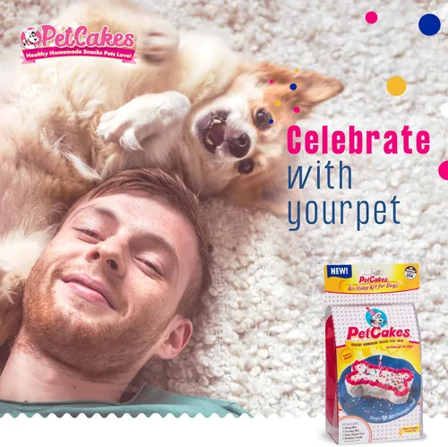 Vista 4 de PetCakes Kit de pastel de cumpleaños para perros, golosinas totalmente naturales, de cachorro a perros grandes, sabor a queso, 5.5 onzas