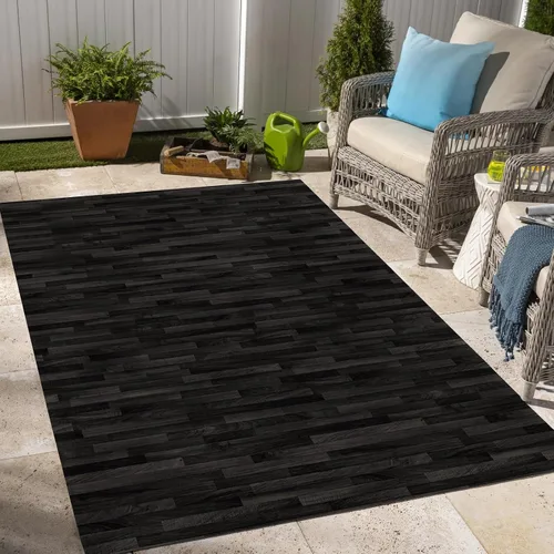 Vista 17 de Alfombra rústica con estampado de grano de madera marrón para interiores y exteriores, para balcón, porche, patio, terraza, patio, impermeable