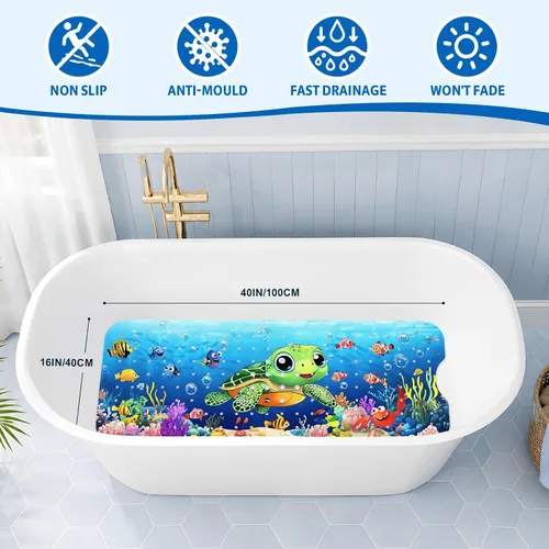 Vista 2 de XIYUNTE Alfombra de Baño para Bebé para Bañera Antideslizante Alfombra de Baño para Niños - 40''x16'' Extra Larga Alfombra de Bañera para Bebé