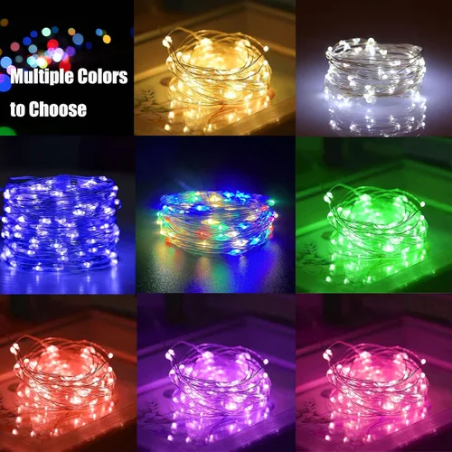 Vista 2 de AIKEI Paquete de 12 luces LED de hadas que funcionan con pilas, guirnaldas de luces impermeables de 7 pies, 20 luces LED de luciérnagas estrelladas