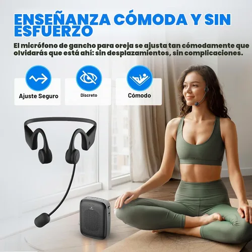 Vista 2 de Mini amplificador de voz Bluetooth portátil de 15 W con micrófono inalámbrico para el oído A007 Hands-free Microphone, 15H Battery & Belt Clip for