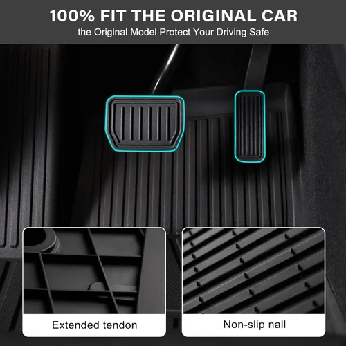 Vista 4 de Alfombrillas para el suelo y el maletero trasero de Tesla Model 3, para todo tipo de clima, de elastómero termoplástico, antideslizantes