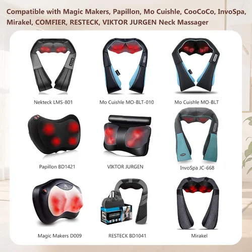 Vista 2 de Cargador masajeador de cuello de 12 V para masajeador de espalda y cuello Zyllion Shiatsu, compatible con RESTECK/Vellax/Medcursor/Mirakel/InvoSpa