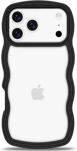 Vista 140 de Anuck Funda para iPhone 13 Pro con borde ondulado, diseño trasero transparente, agarre antideslizante, forma de marco rizado ondulado, a prueba