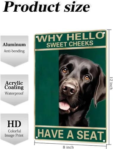 Vista 4 de Labrador Retriever - Letrero de metal con texto en inglés "Why Hello Sweet Cheeks Have A Seeks Have A Seeks" (1683)