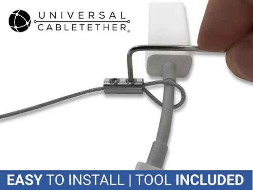Vista 3 de Universal CableTether - TetherClamp (paquete de 4) – Resistente, reutilizable, ajustable, cable – Adaptadores seguros para pantalla de computadora