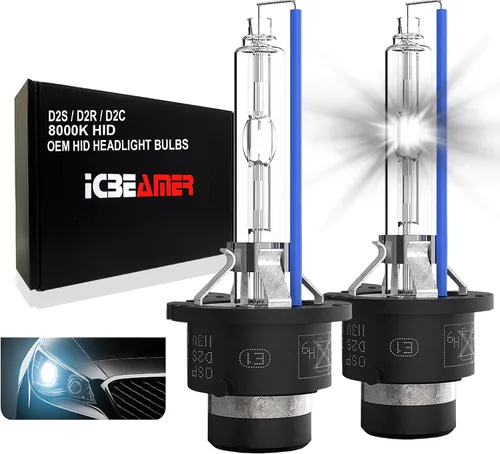 Vista 13 de ICBEAMER 10000K D1R D1C D1S Xenon HID Reemplazo directo Reemplazar bombillas de luz baja para faros delanteros de fábrica OEM [Color: azul]
