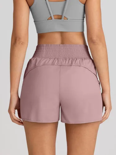 Vista 5 de AUTOMET Pantalones cortos deportivos para mujer, de cintura alta, para correr, gimnasio, entrenamiento, ropa deportiva casual con bolsillos 2026