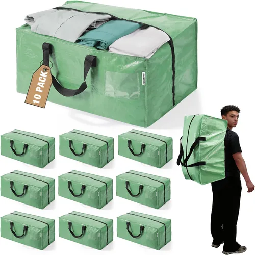 Vista 9 de WORKPRO 1 paquete de bolsas de mudanza extra grandes con cremalleras y asas de transporte, correas de mochila, bolsa de almacenamiento resistente