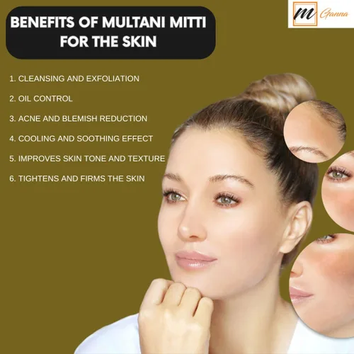 Vista 4 de Lodo Multani Mitti 100% natural purificado Fullers Earth Clay Powder de grado cosmético Mascarilla facial natural 100 GMS / 0.22 libras
