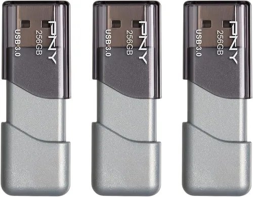 Vista 4 de PNY Unidad USB 3.0 Turbo Attaché 3 de 256 GB, paquete de 3 – Gris, P-FD256X3TBOP-MP, 100 MB/s, Ligera y Duradera - Almacenamiento y Transferencia