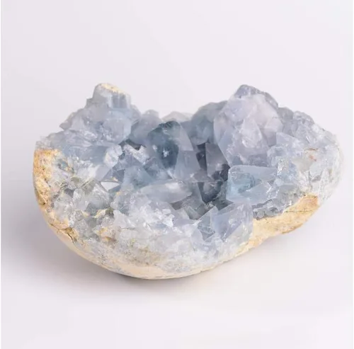 Vista 5 de StoneStory Cristal curativo azul natural celestita geoda mineral espécimen piedra piedra preciosa para decoración del hogar, 1 unidad, 17.64 oz