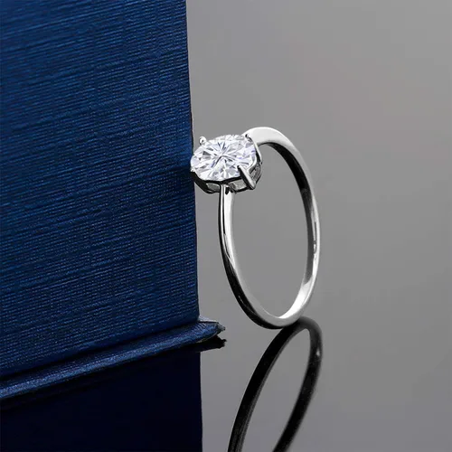 Vista 61 de Gem Stone King Anillo de compromiso solitario con piedra preciosa de oro blanco de 10 quilates, ovalado, 0.27 x 0.19 pulgadas, anillo de promesa
